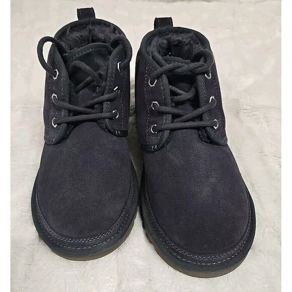 UGG Neumel Suede Fur Chukka BOOTS New Navy Gray Women’s Size 6 - Picture 9 of 10